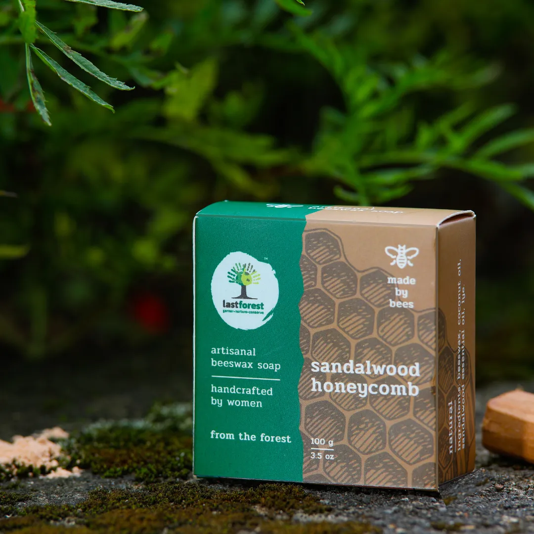 Artisanal Handmade 'Honeycomb' Beeswax Soap - Sandalwood - Last Forest