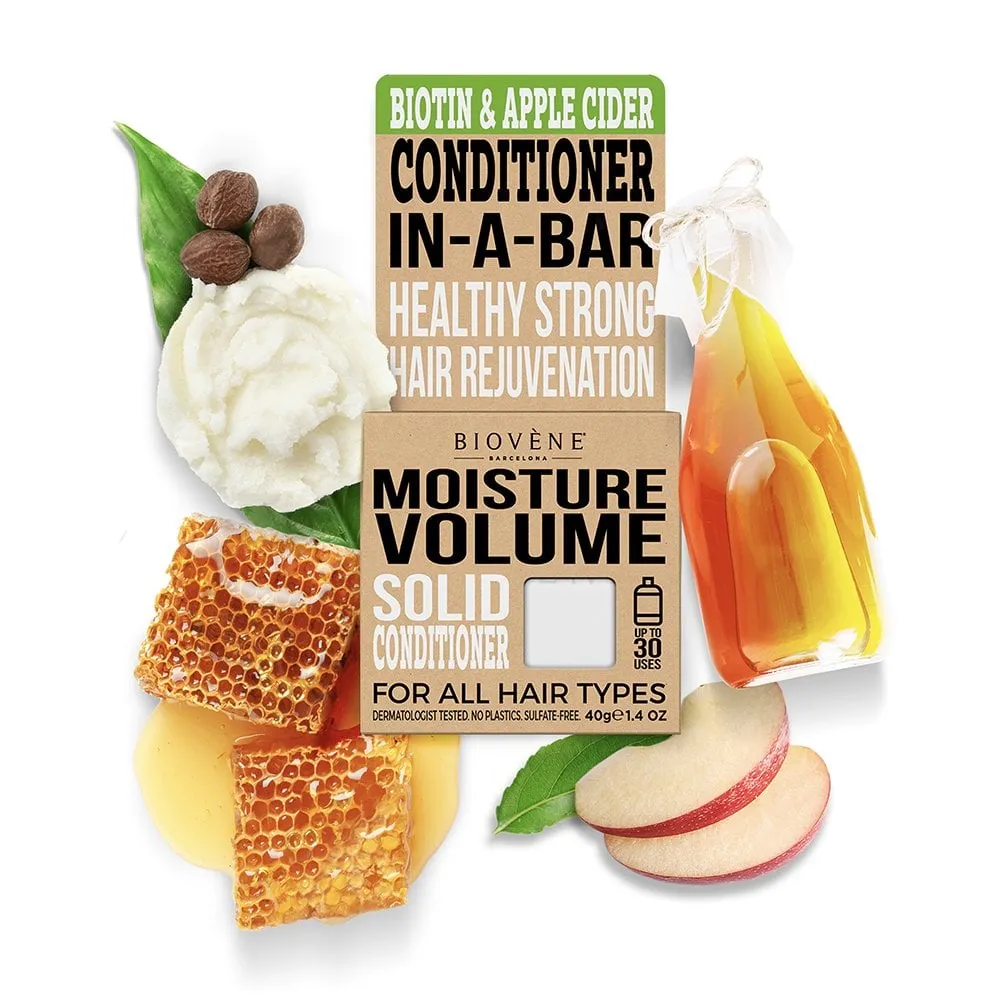 Biovene Moisture Volume Biotin & Apple Cider Solid Shampoo & Conditioner Twin 2 x 40g