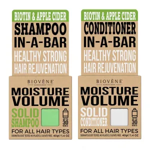Biovene Moisture Volume Biotin & Apple Cider Solid Shampoo & Conditioner Twin 2 x 40g