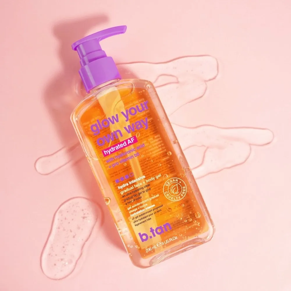 b.tan Glow Your Own Way Hydrated AF Face & Body Gradual Self Tan Gel 256ml