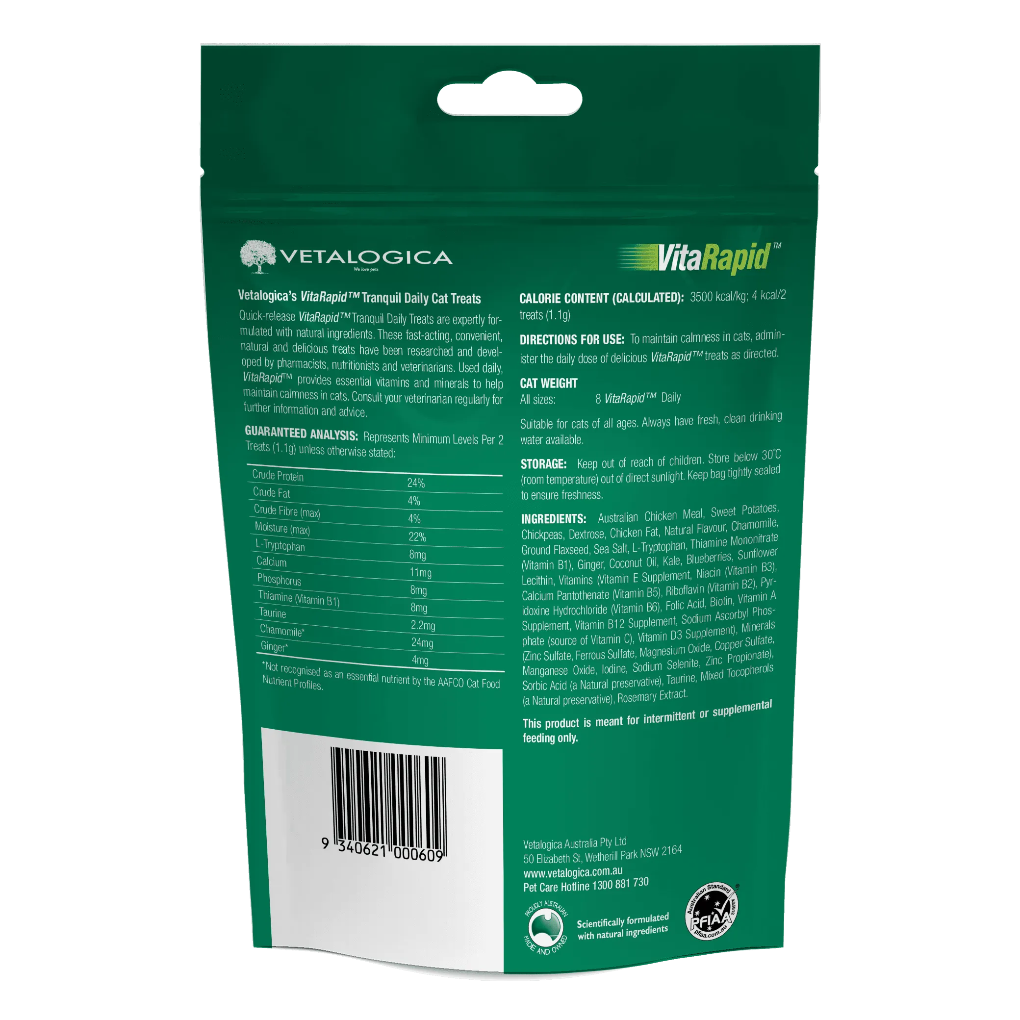Bundle Pack of 4 x VitaRapid® Tranquil Daily Treats For Cats 100g