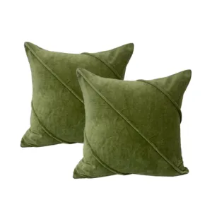 Cloud Linen Trova Cotton Velvet Sage 50x50cm Twin Pack Feather Filled Cushion