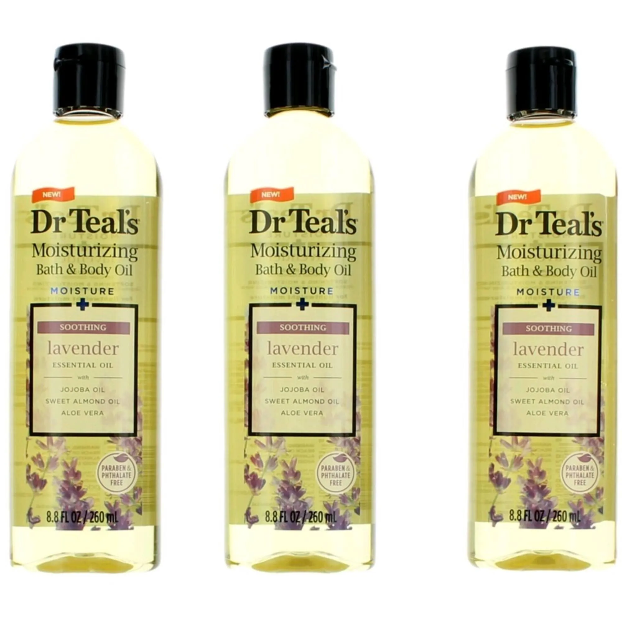 Dr. Teal's Unisex Bath and Body Oil - 3 Pack Soothing Lavender Moisturizing, 8.8oz