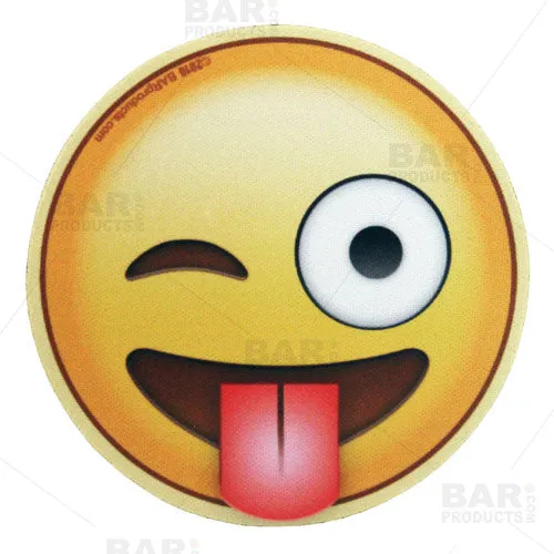 Emoji Round Foam Coasters - 4 inch Diameter
