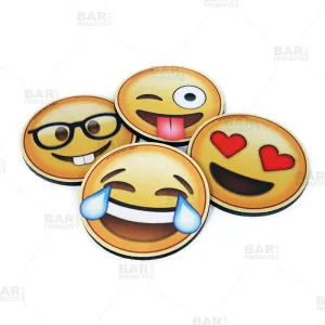 Emoji Round Foam Coasters - 4 inch Diameter