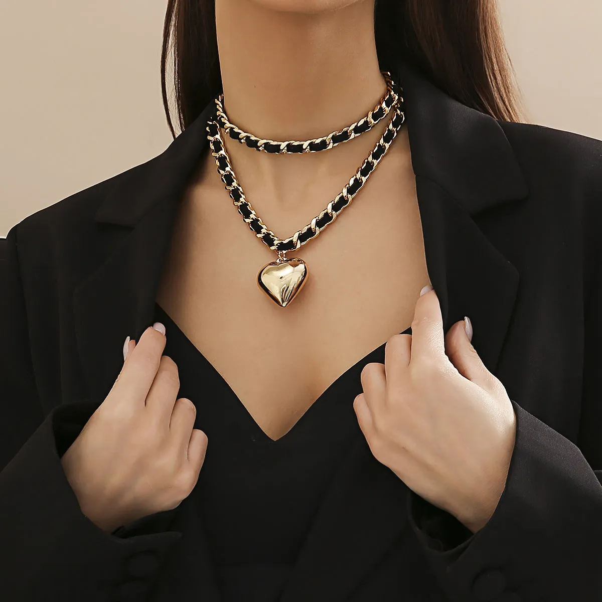 European and American Cross-border Jewelry, Velvet Chain Double-layer Necklace