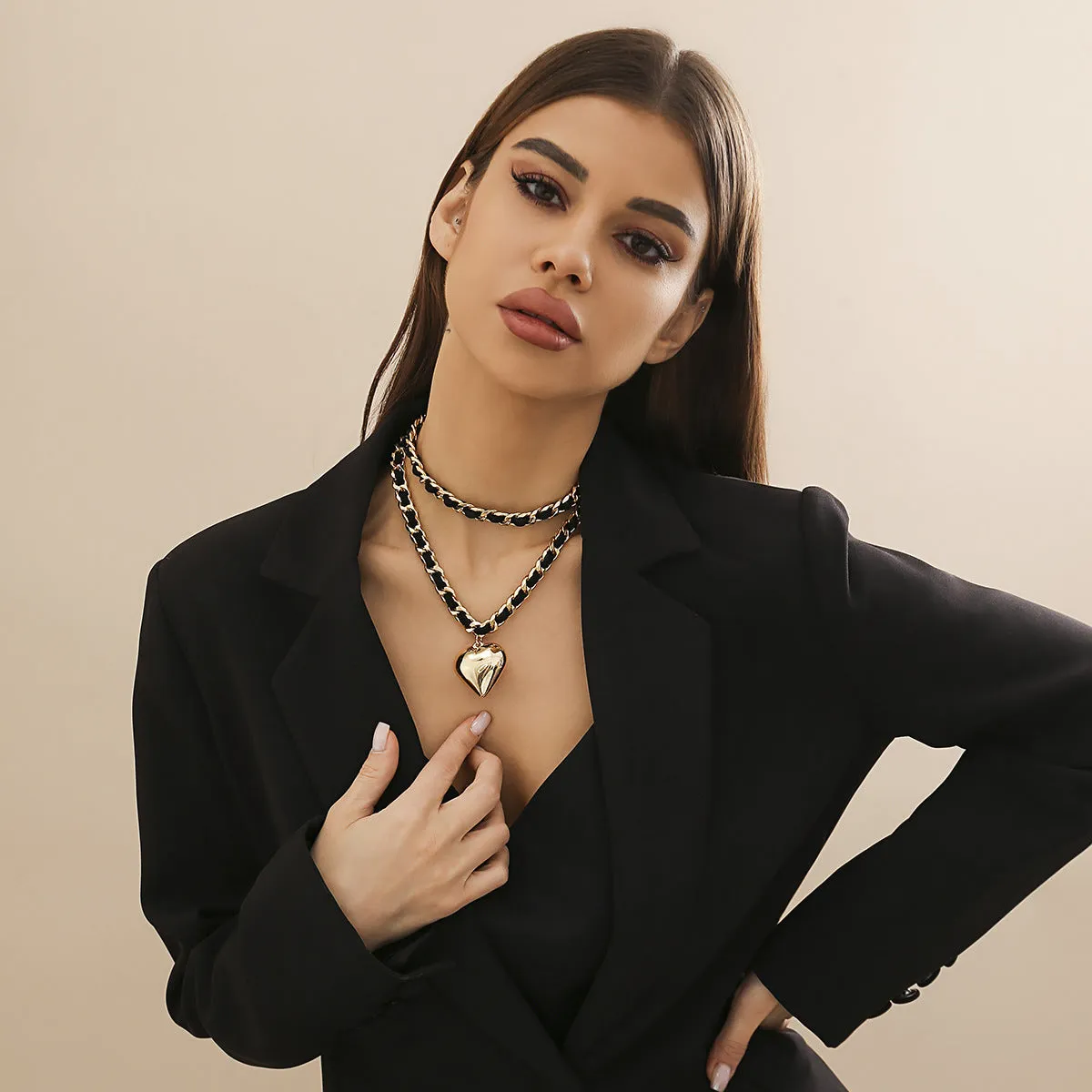 European and American Cross-border Jewelry, Velvet Chain Double-layer Necklace