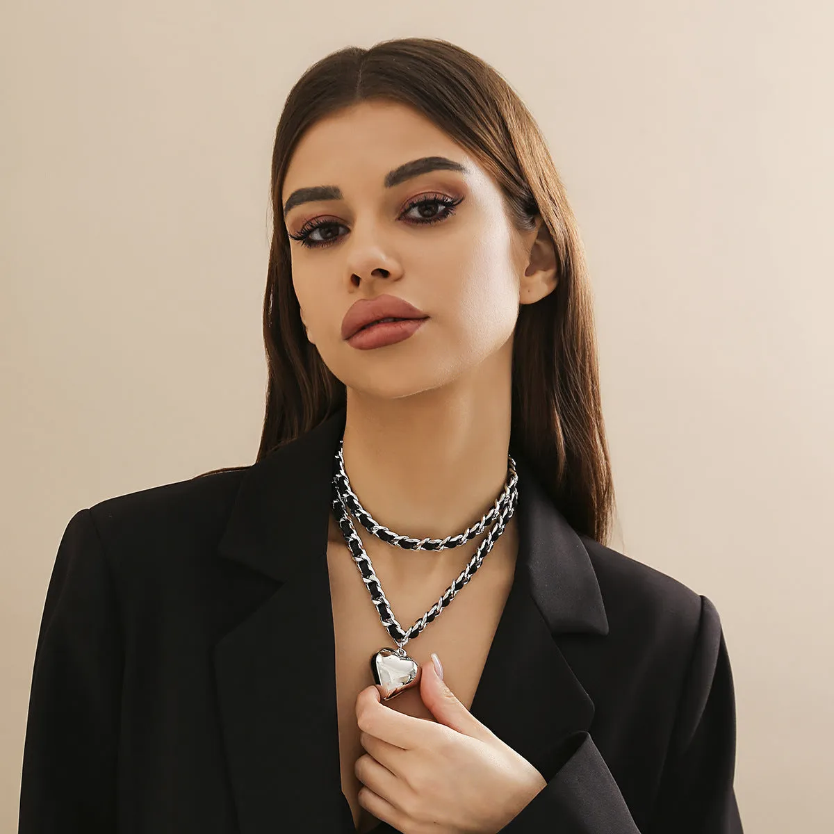 European and American Cross-border Jewelry, Velvet Chain Double-layer Necklace