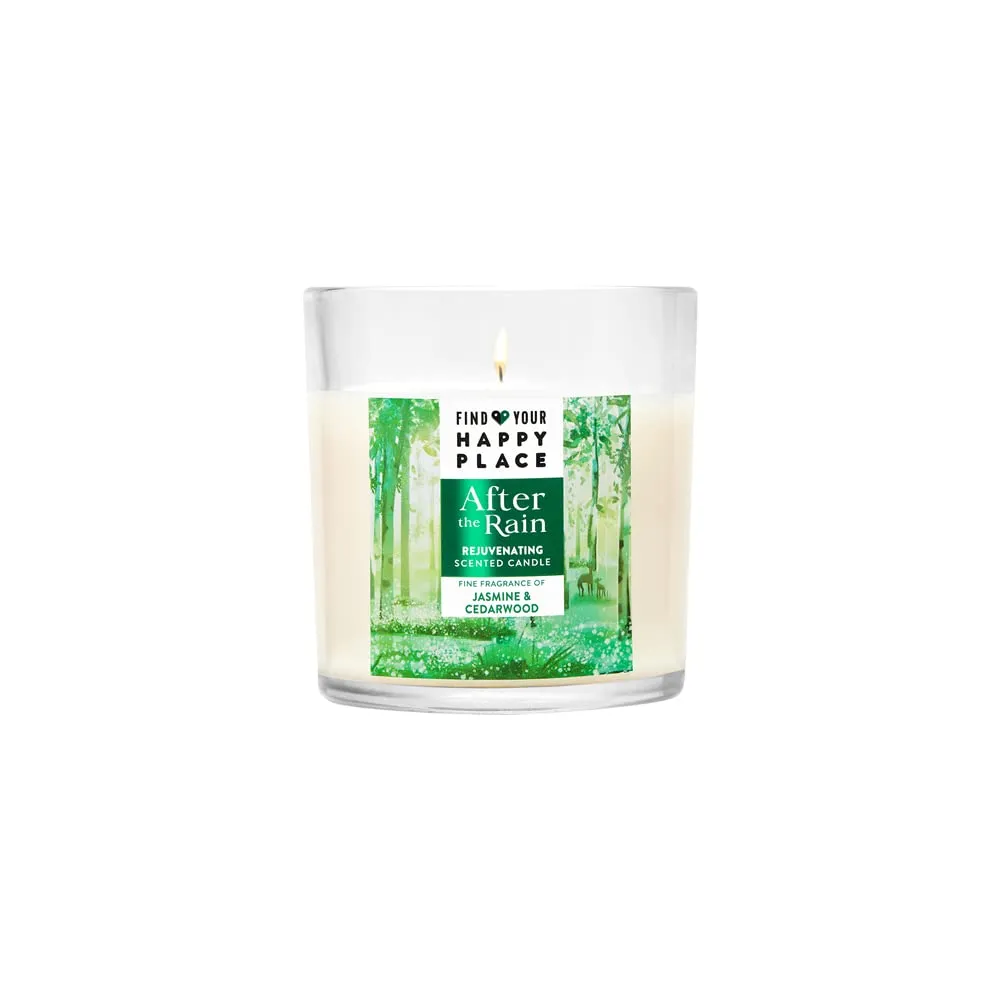 Find Your Happy Place - After The Rain Scented Hand Poured Natural Soy Wax Candle | Fragrance of Jasmine & Cedarwood 200g