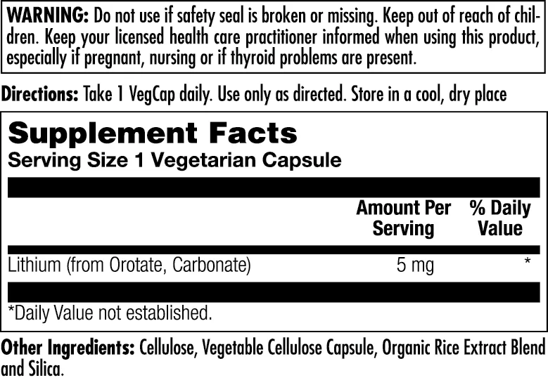 Lithium Orotate Vegcaps 5mg