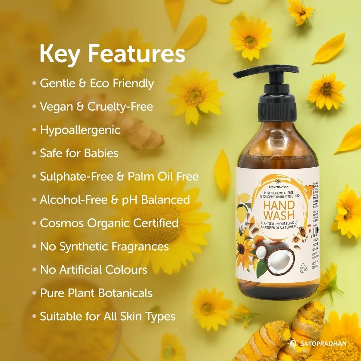 Natural Liquid Handwash 200ml | Saponified Oils & Turmeric