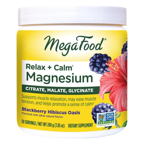 Relax   Calm Magnesium Powder Blackberry Hibiscus Flavor, 7.05 Oz By MegaFood