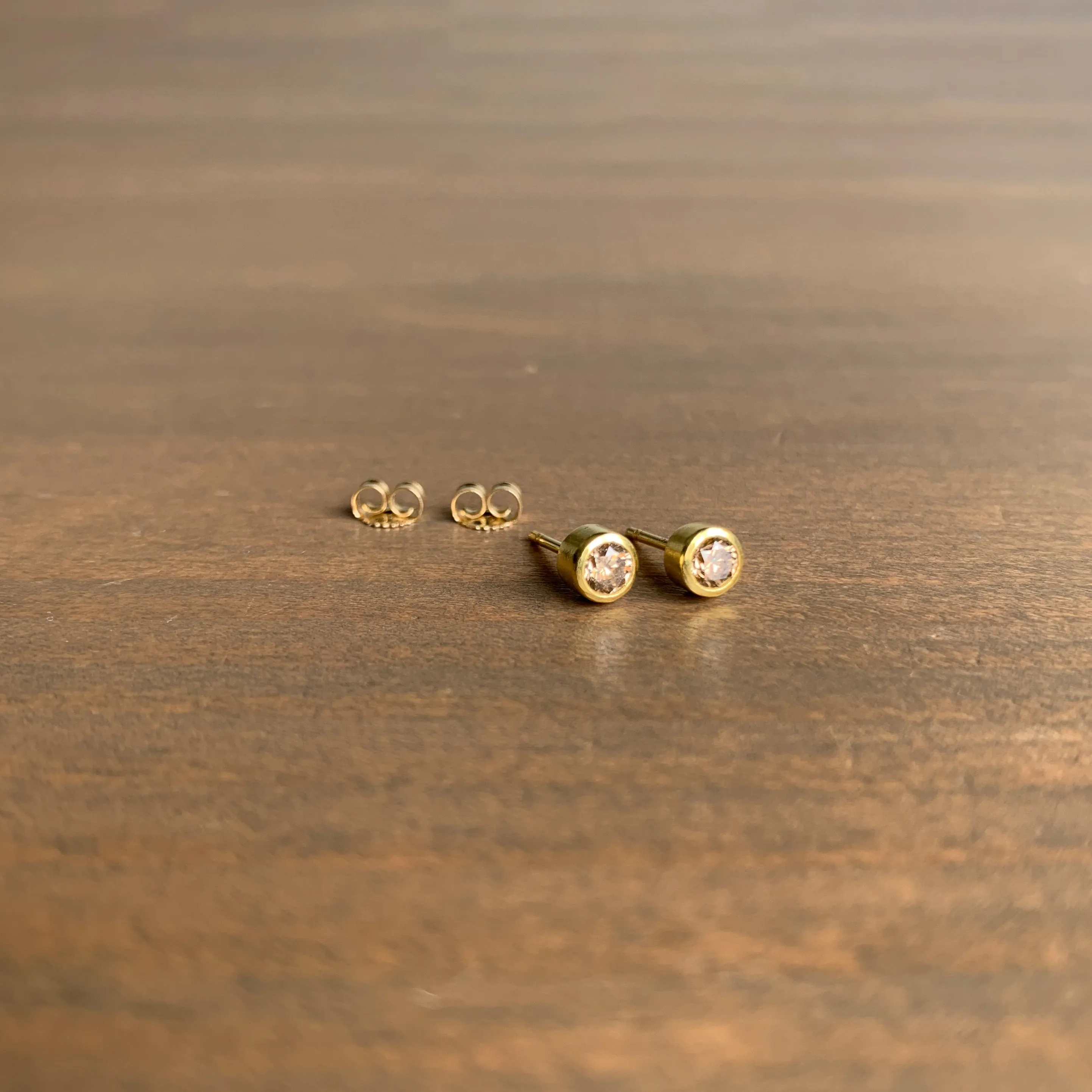 Round Brown Diamond Stud Earrings