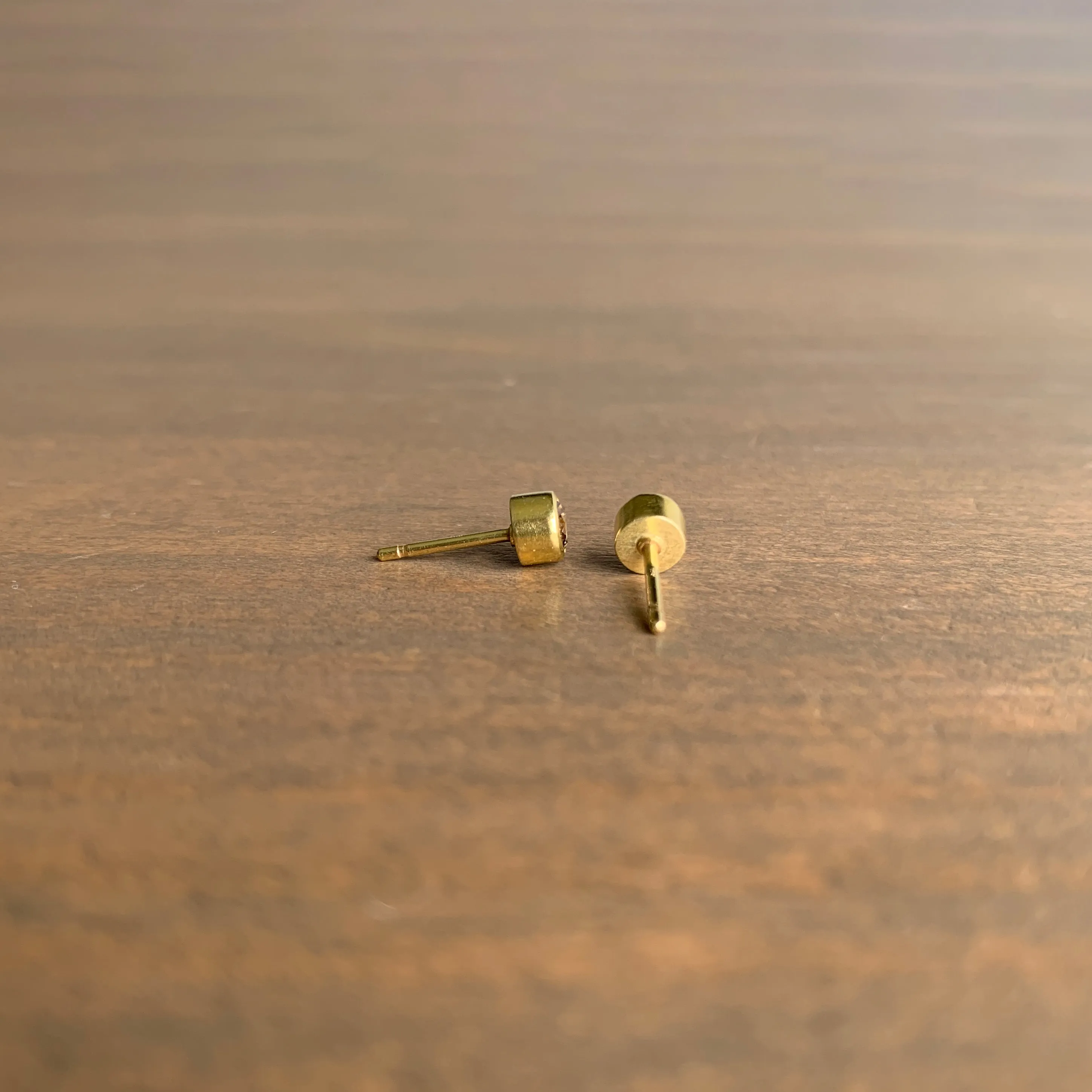 Round Brown Diamond Stud Earrings